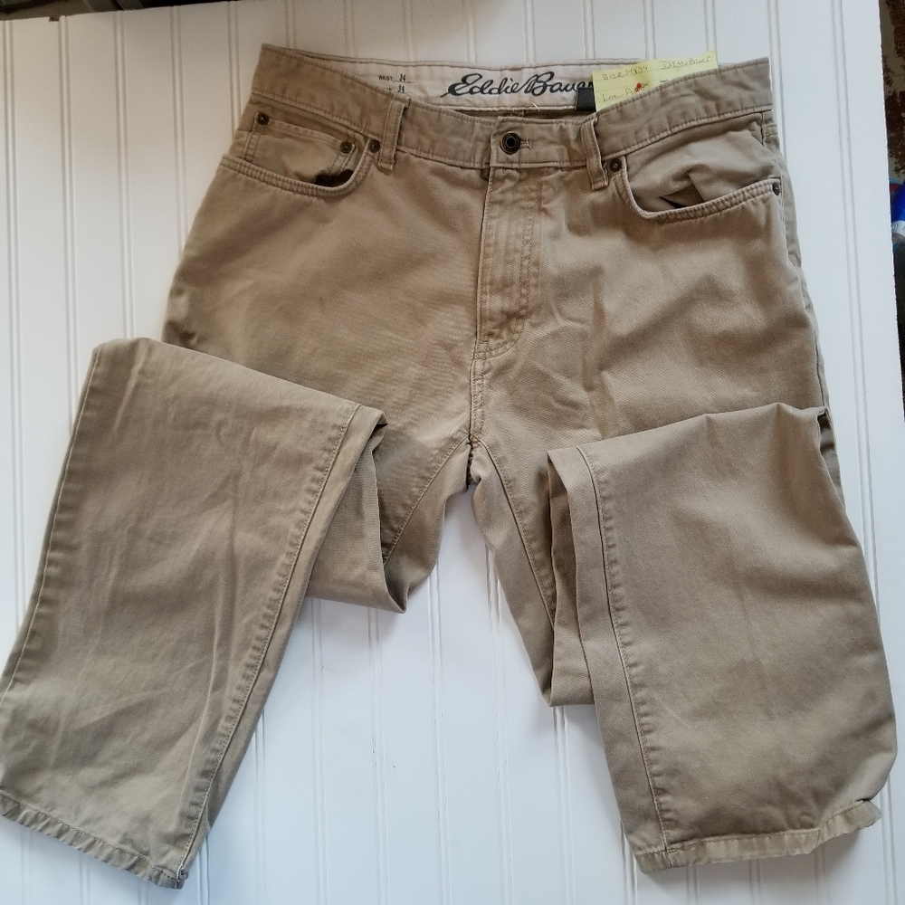 Eddie Bauer tan Baggy work outdoor Tactical pants 14 Tall Long